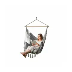 GENERICO - Silla Hamaca Colgante Boho de Interior o Exterior GRIS