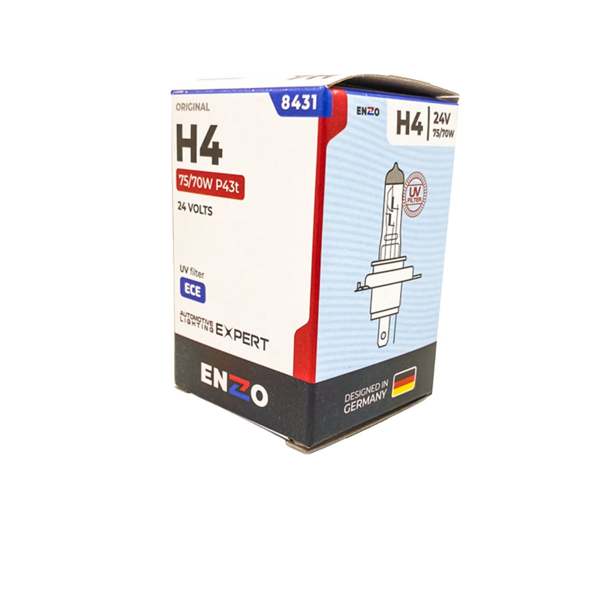 GENERICO - Lámpara Halógena H4 Enzzo 3200k 75w 24v P43t Uv Filter