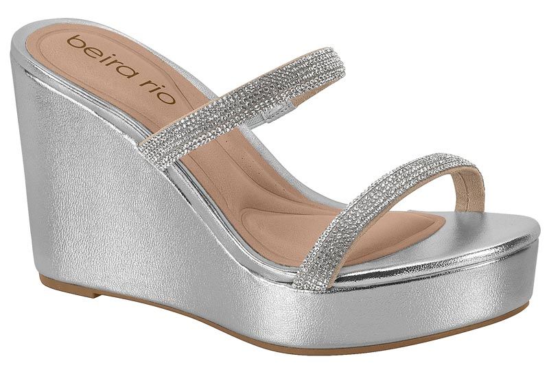 Sandalia Taco Plateado