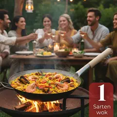 UTILISIMO - Sartén Wok Tradicional Chino De 37cm Acero Al Carbono