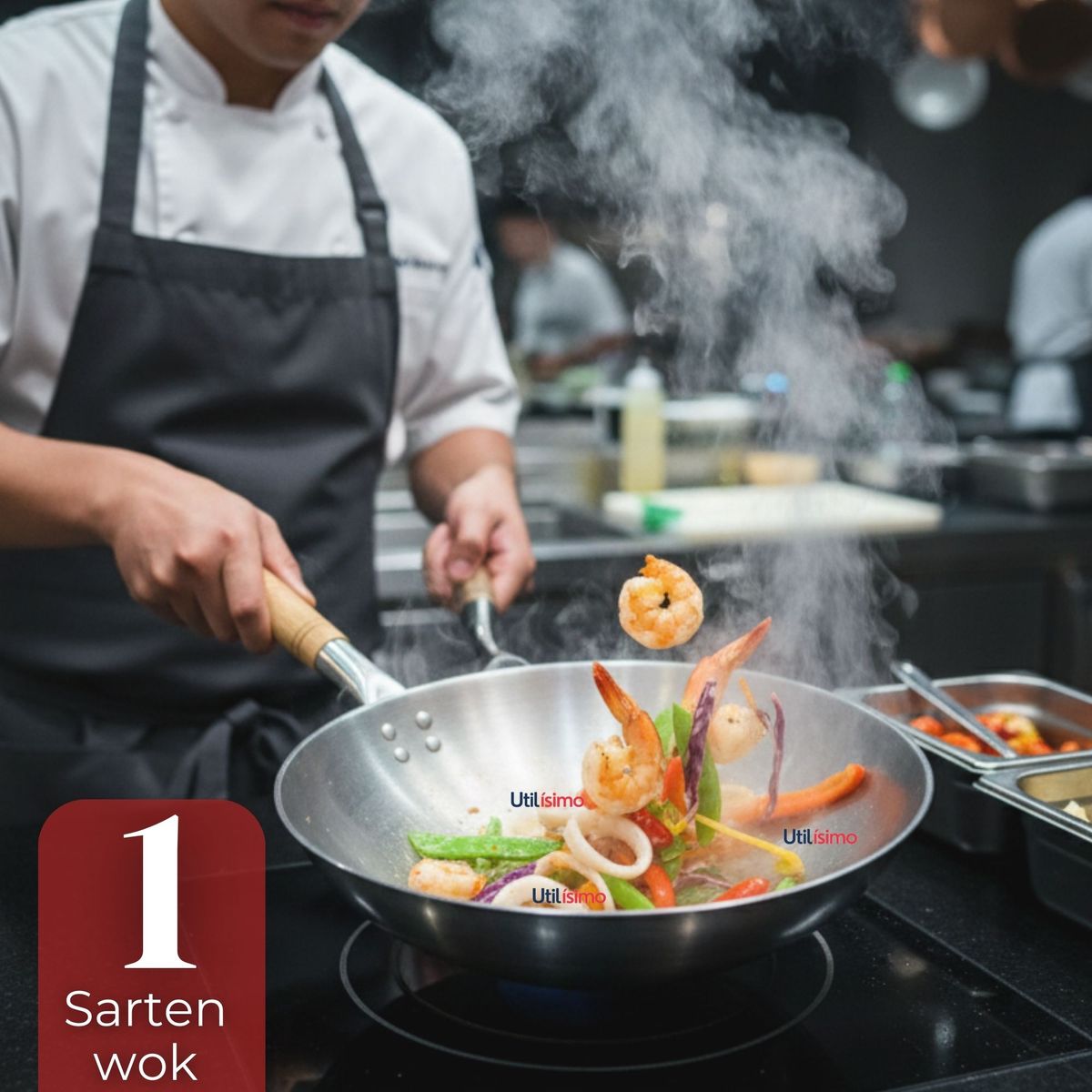 UTILISIMO - Sartén Wok Tradicional Chino De 37cm Acero Al Carbono