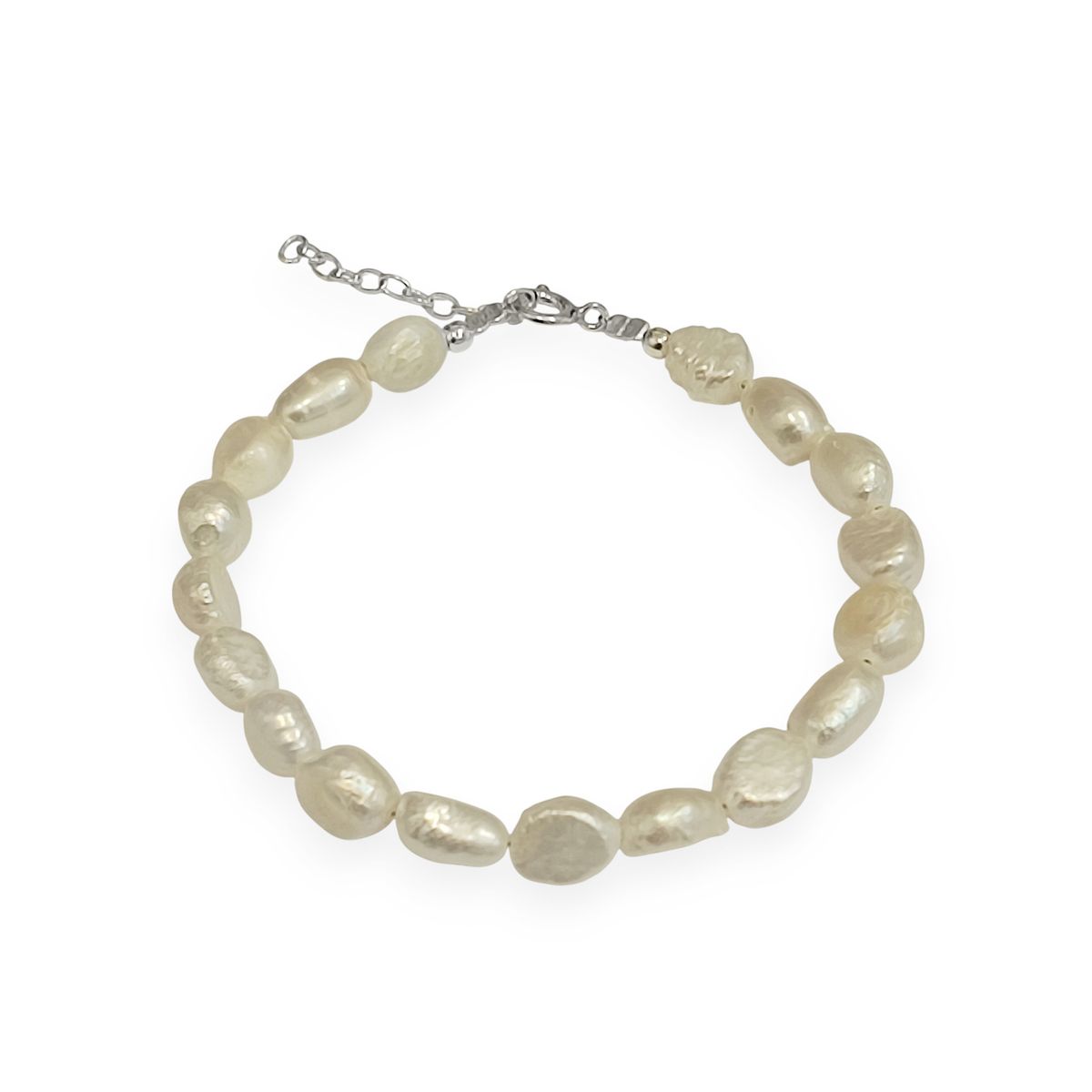 COGGIOLA - Pulsera Perlas De Río Alargadas Plata Fina 925