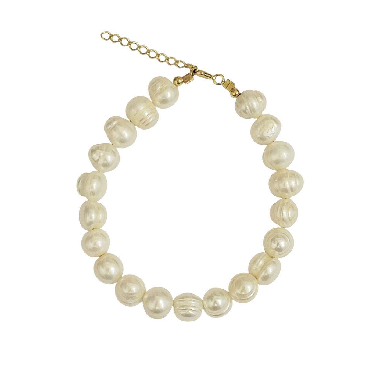 COGGIOLA - Pulsera Perla De Río 8mm Enchapado Oro 18K