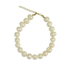 COGGIOLA - Pulsera Perla De Río 8mm Enchapado Oro 18K