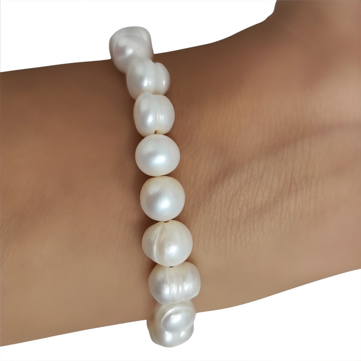 COGGIOLA - Pulsera Perla De Río 8mm Enchapado Oro 18K