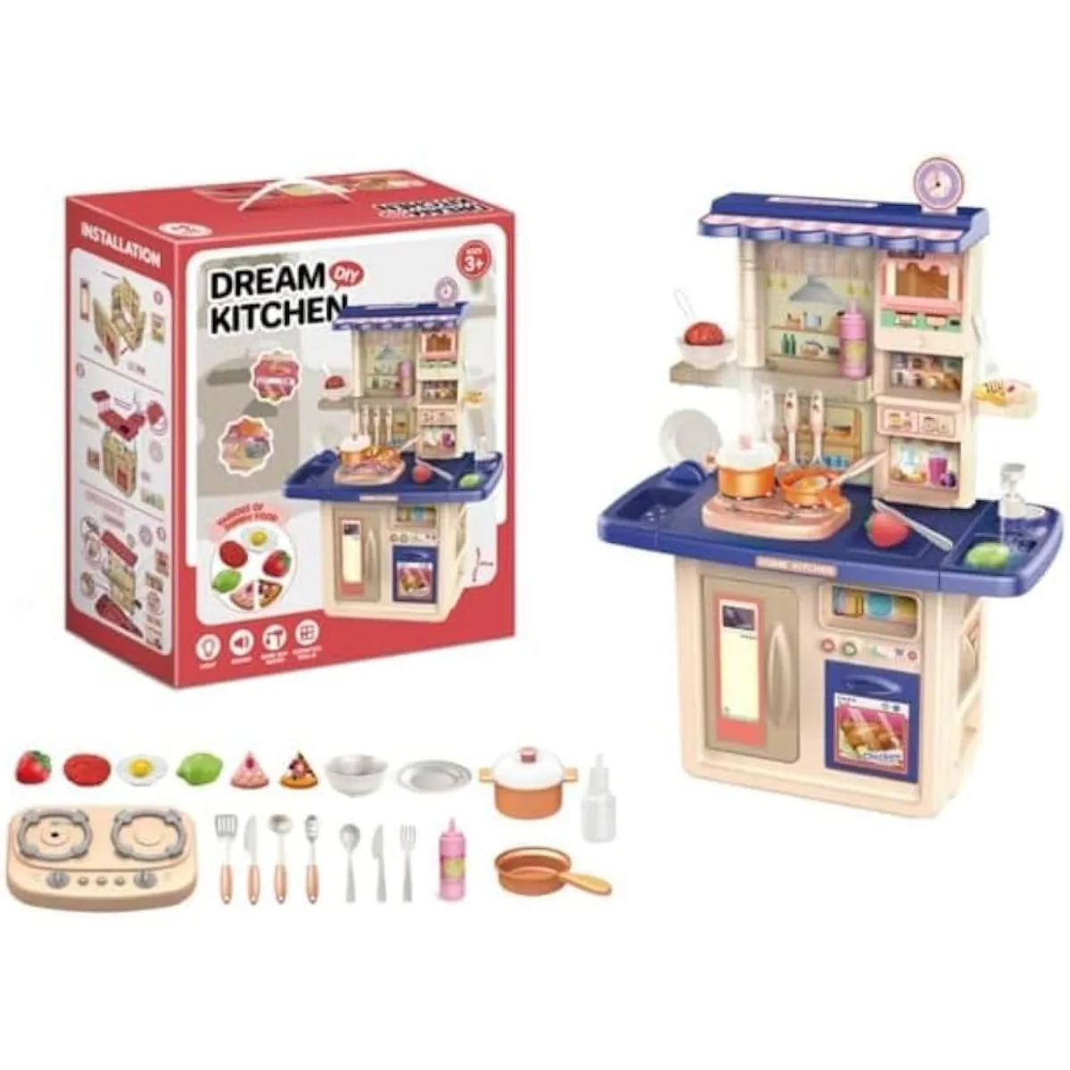 GENERICO - Cocina Infantil De Juguete con Accesorios 65CM Sonido Luz Interactiva