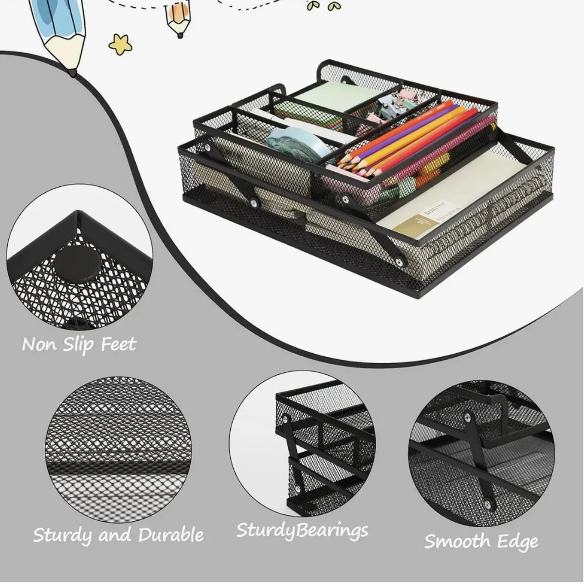 OKAY - Organizador Metal Escritorio Plegable Multiuso Con 2 Niveles