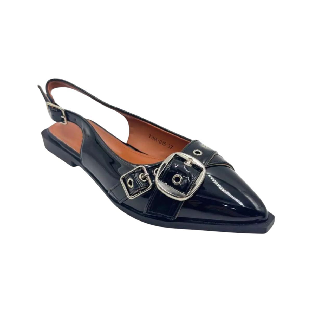 HERIEL - Ballerina Negra Puntiaguda Charol