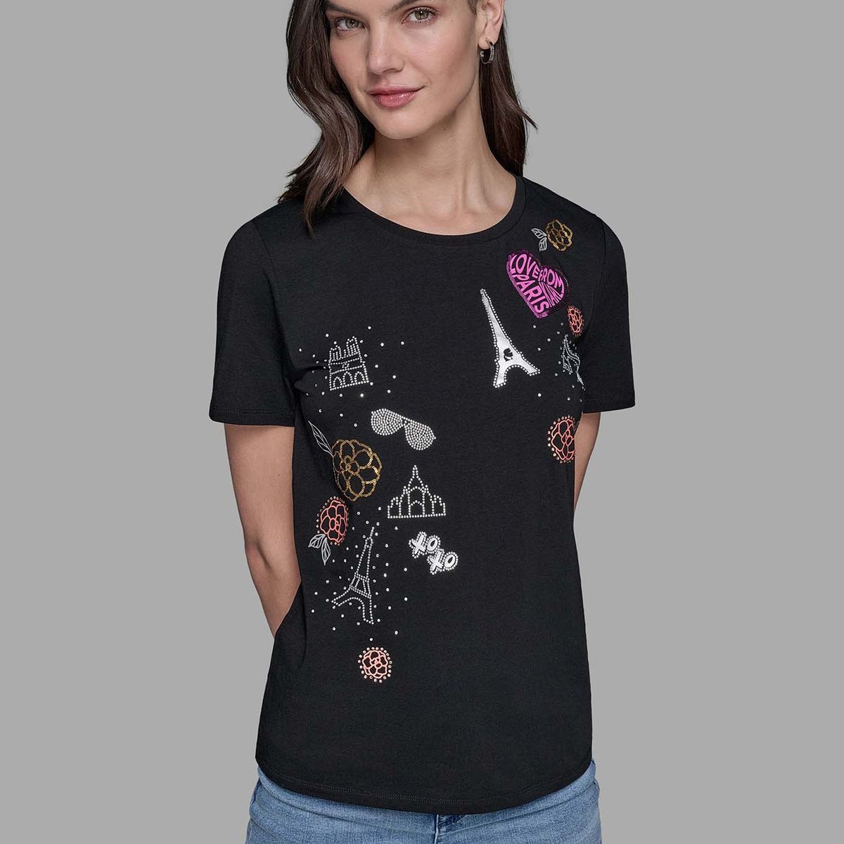 KARL LAGERFELD - Polera con apliques distintivos de Paris