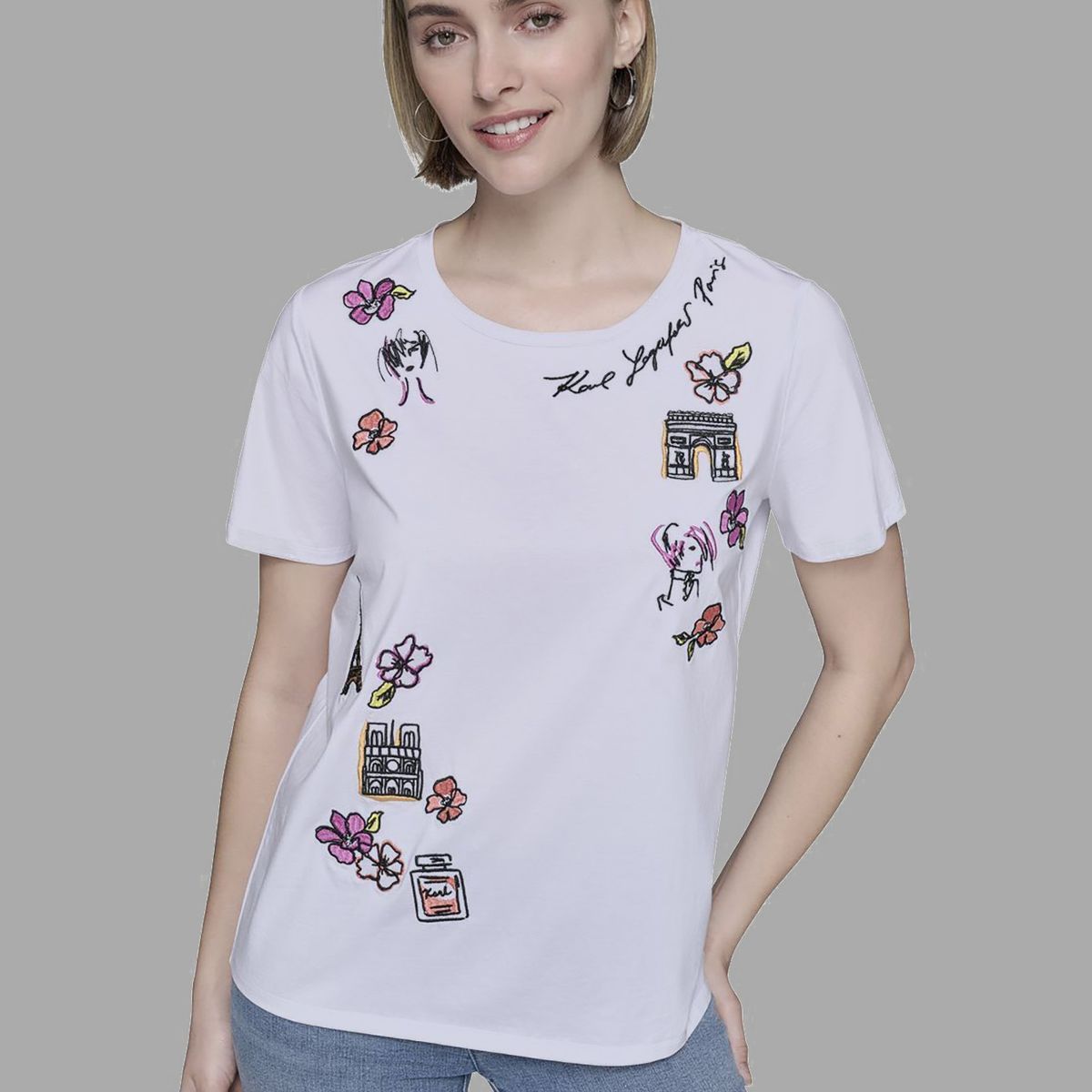 KARL LAGERFELD - Polera con bordados gráficos