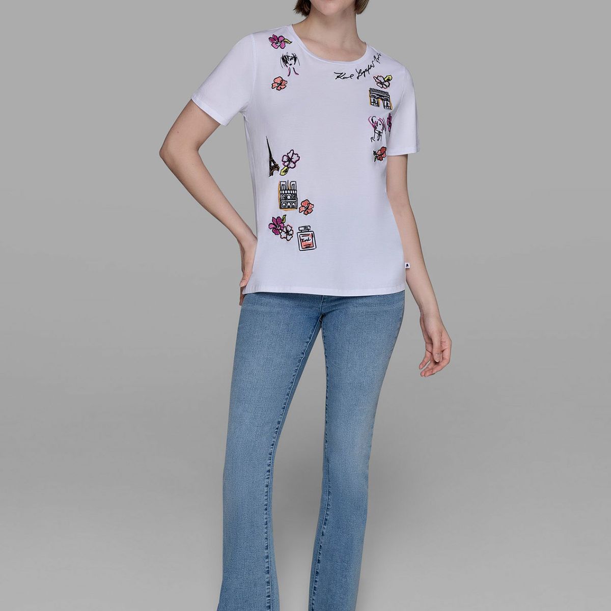 KARL LAGERFELD - Polera con bordados gráficos