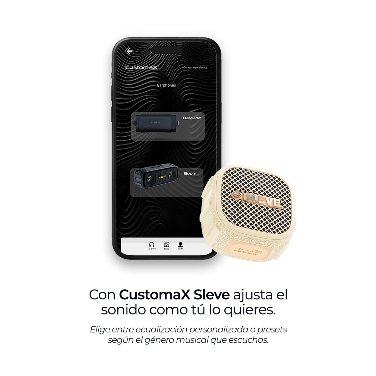 SLEVE - Parlante Bluetooth Sleve Boom Mini Portátil Resistente Agua Gps Auracast Multiconexión App Customax 8h Usb-c