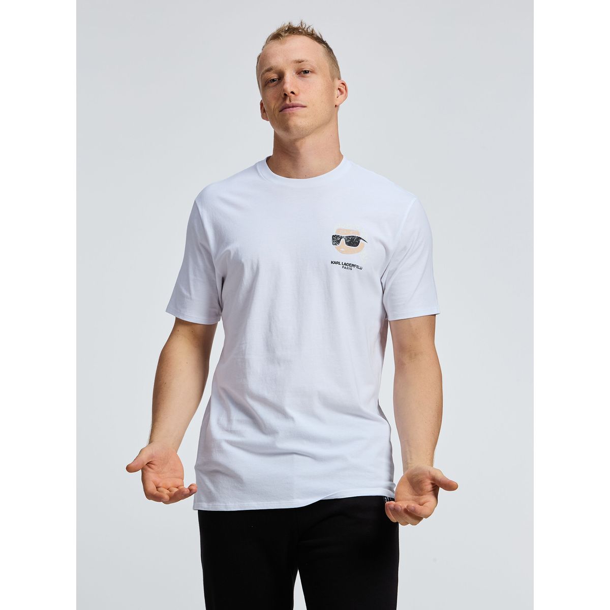 KARL LAGERFELD - Polera con gráfico de Karl con efecto desgastado
