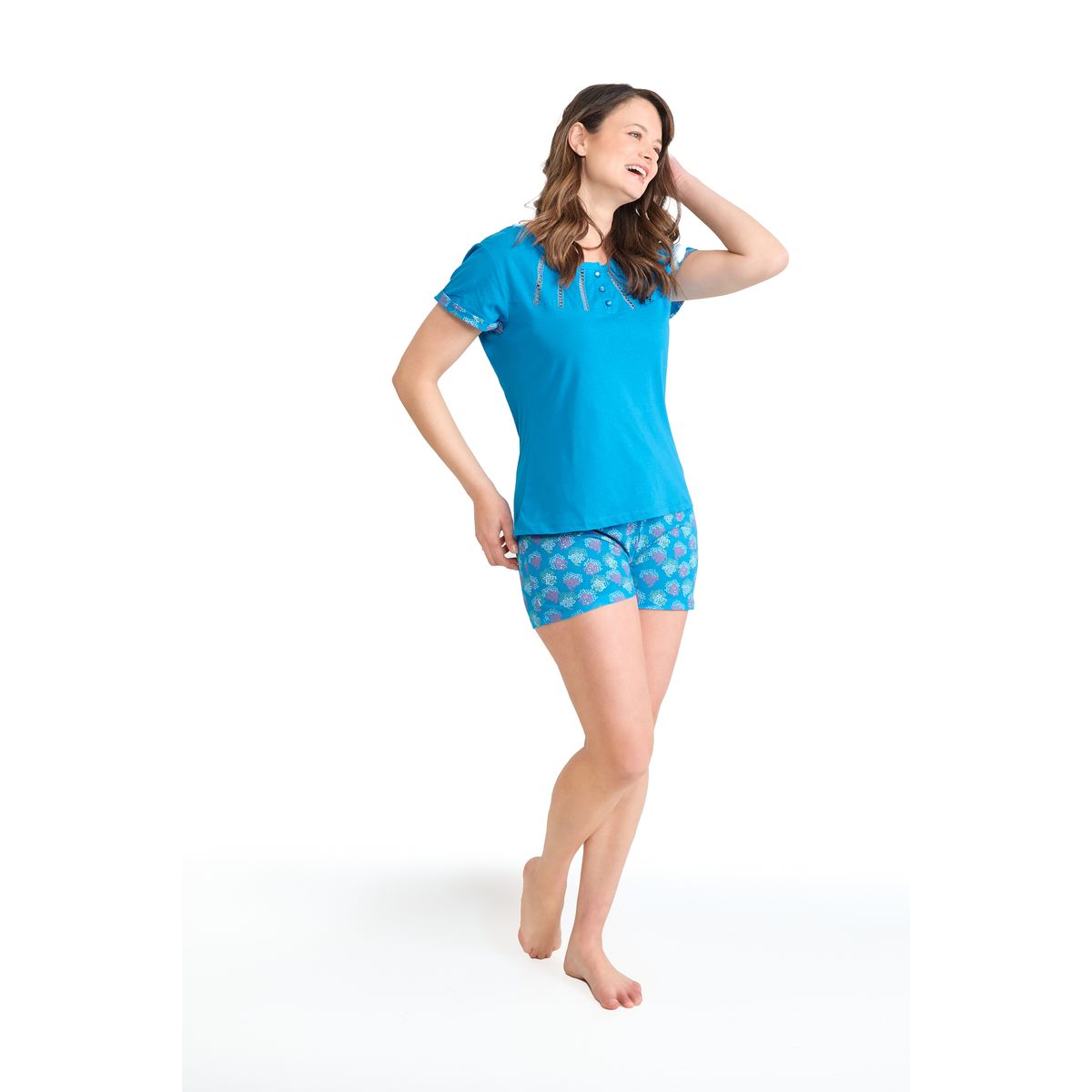 BECKIL - BECKIL COD 1781 PIJAMA SHORT ALGODON JERSEY  ADORNOS CALADOS