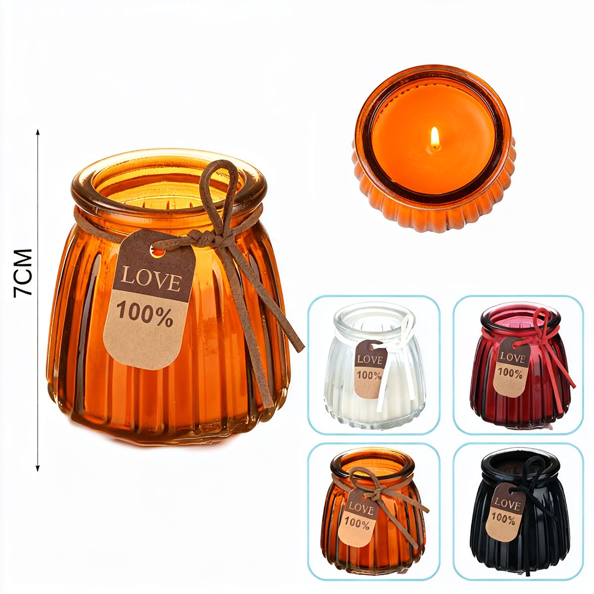 POLASUP - Set 4 Velas aromáticas en botellas vidrio combinación negro naranja blanco rojo fragancia duradera