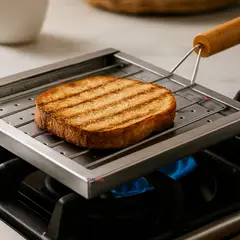 UTILISIMO - Tostador Parrilla Manual De Cocina Acero Inoxidable Tostar Pan