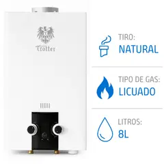 ALBIN TROTTER - Calefón ATPW 8 LT N24 Tiro Natural Gas Licuado