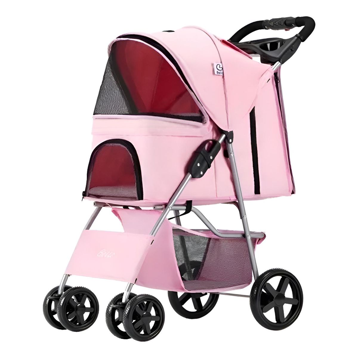 GENERICO - Coche Para Paseo Mascota Perro 4 Ruedas Rosa