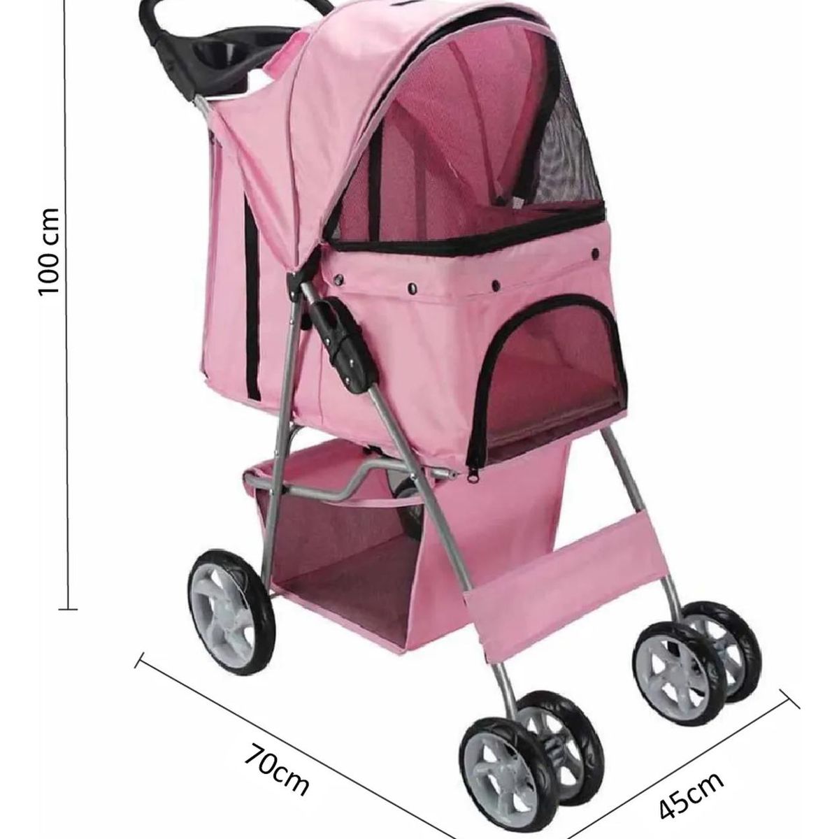 GENERICO - Coche Para Paseo Mascota Perro 4 Ruedas Rosa