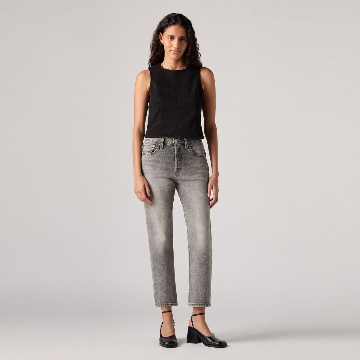 LEVIS - Jeans Mujer 501 Crop Gris Levis