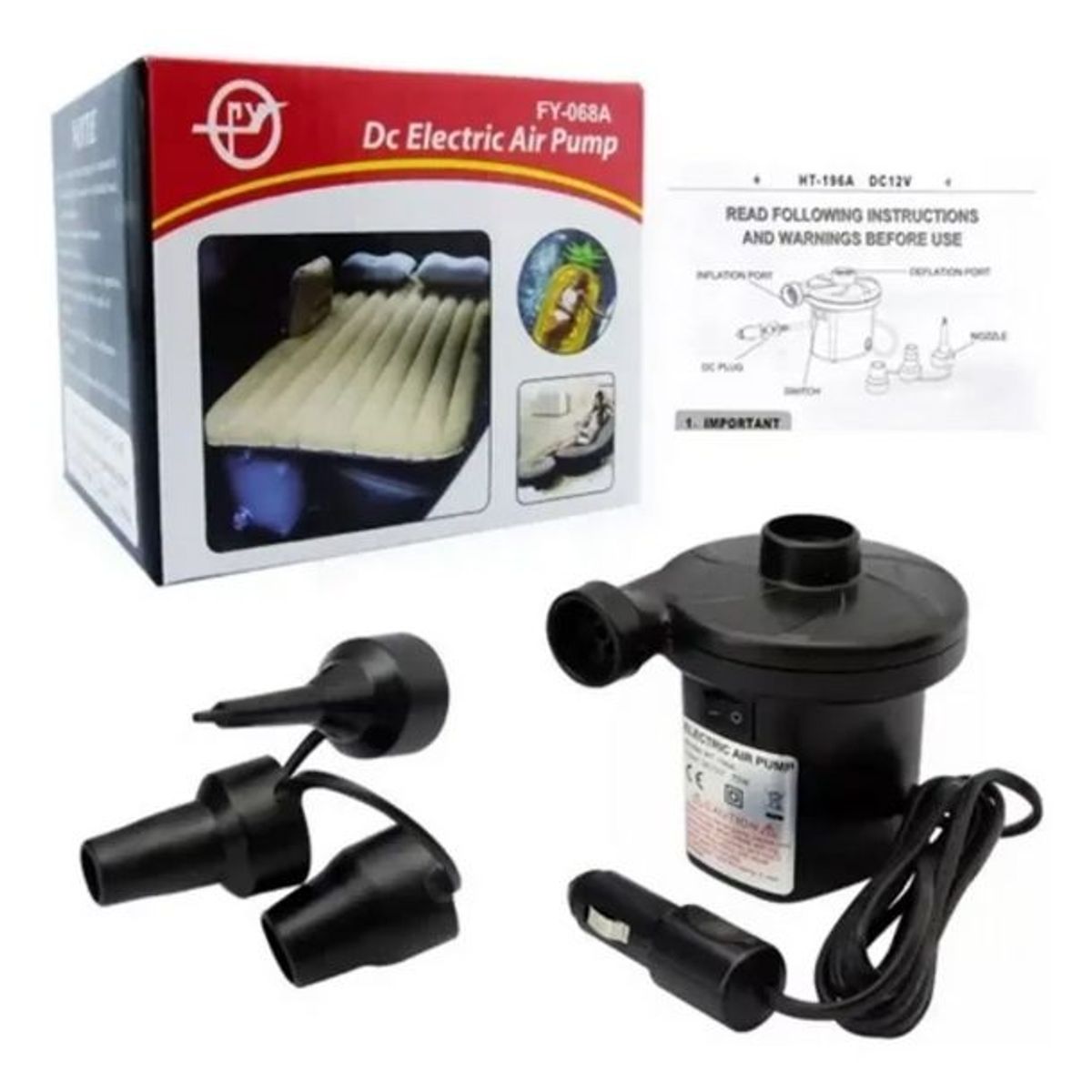Inflador Eléctrico Colchón Multifuncional Para 12v, marca GENERICO - Foto 2