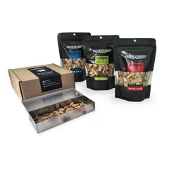 GENERICO - Pack Regalo Caja Ahumadora con 3 Bolsas Chips Madera 150G