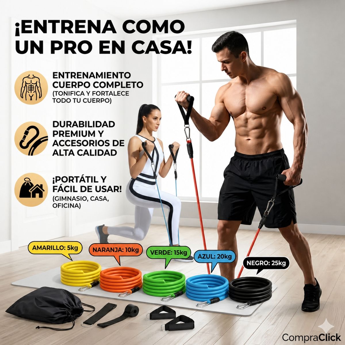 MOVI - Set de Bandas Elasticas de Ejercicio
