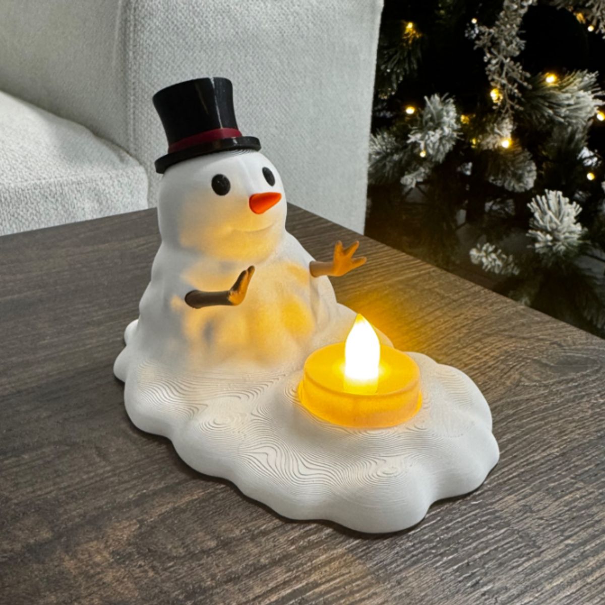 GENERICO - Portavelas LED de Muñeco de Nieve