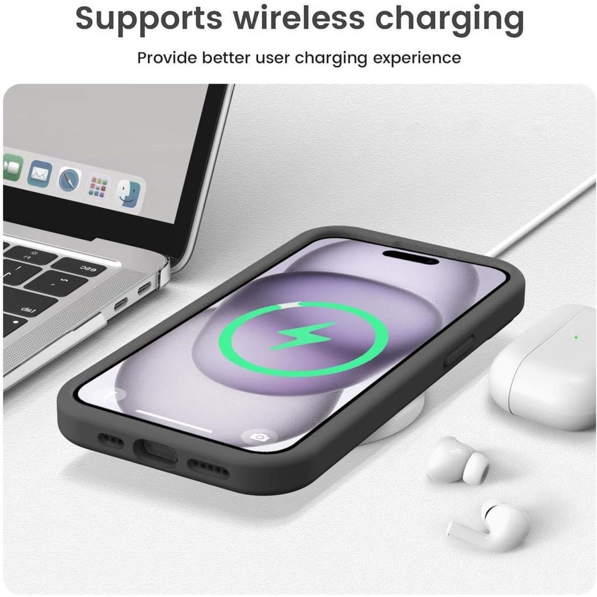 GENERICO - Carcasa para iPhone 15 Colores Antigolpes Silicona - Negro