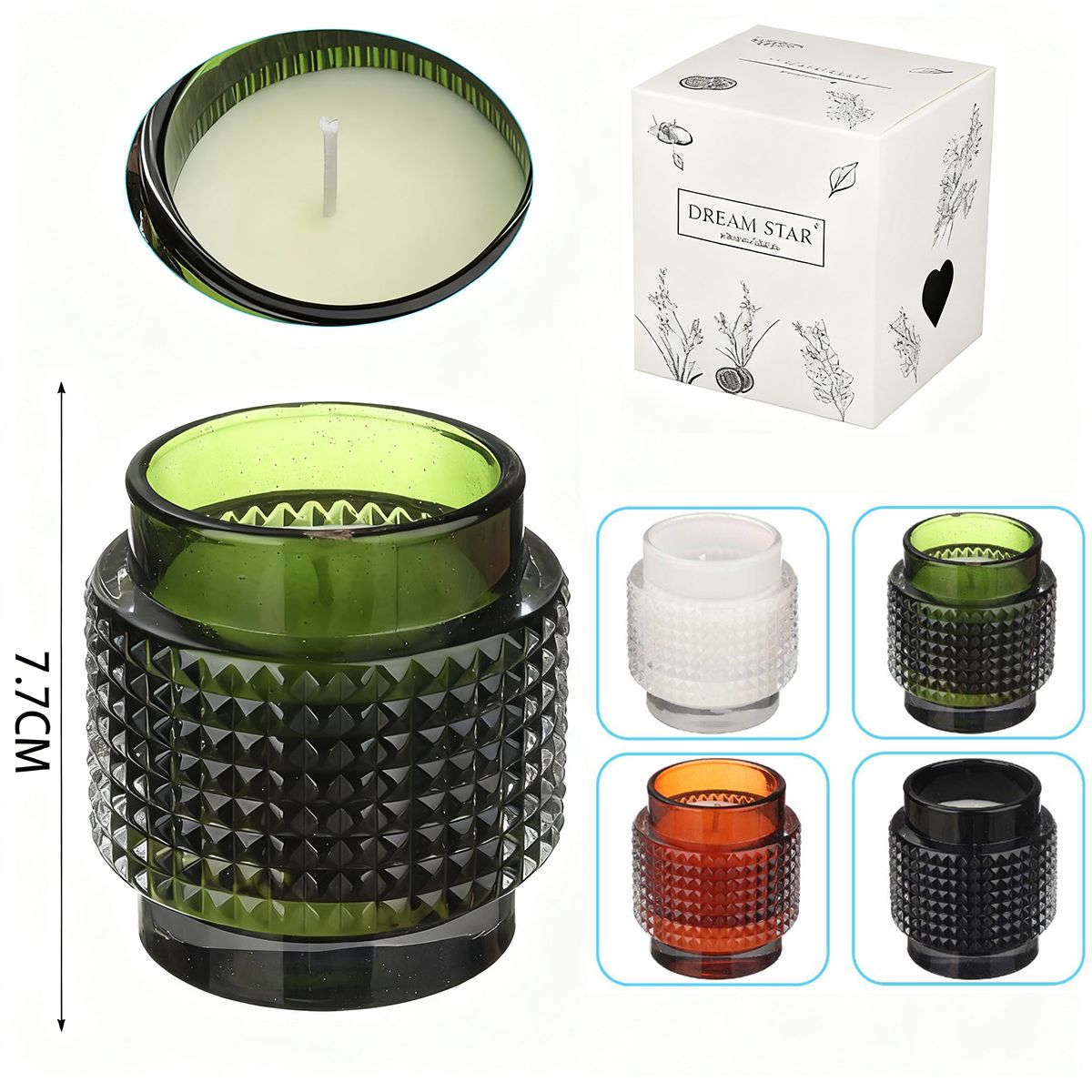 POLASUP - Set 4 Velas aromáticas en botellas vidrio combinación negro naranja blanco verde fragancia duradera