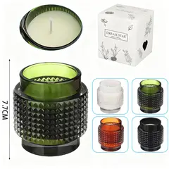 POLASUP - Set 4 Velas aromáticas en botellas vidrio combinación negro naranja blanco verde fragancia duradera