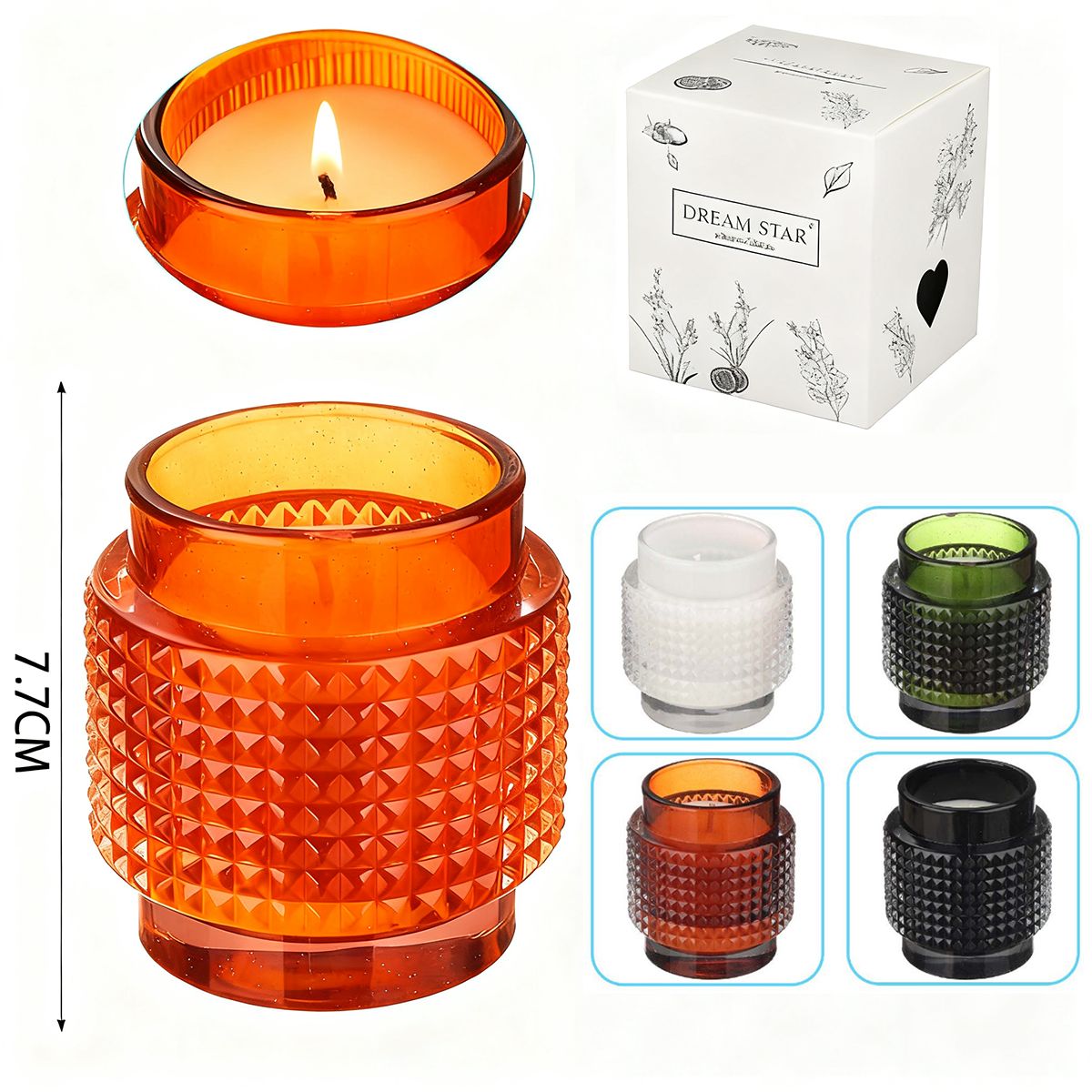 POLASUP - Set 4 Velas aromáticas en botellas vidrio combinación negro naranja blanco verde fragancia duradera