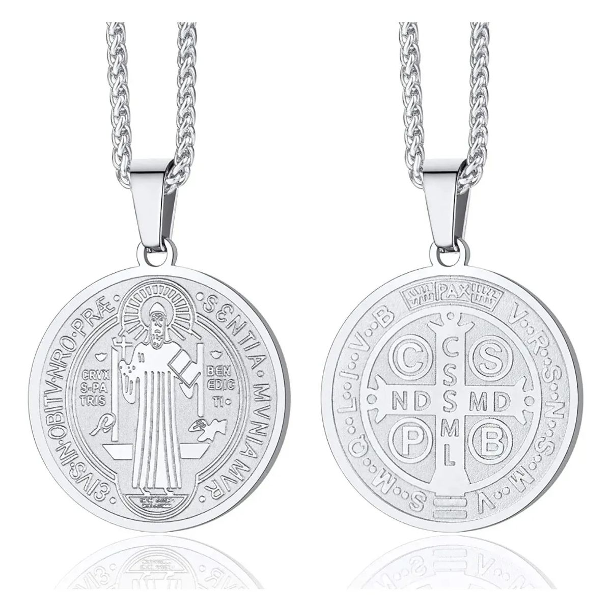GENERICO - Collar Medalla Dije San Benito Acero Quirurguico