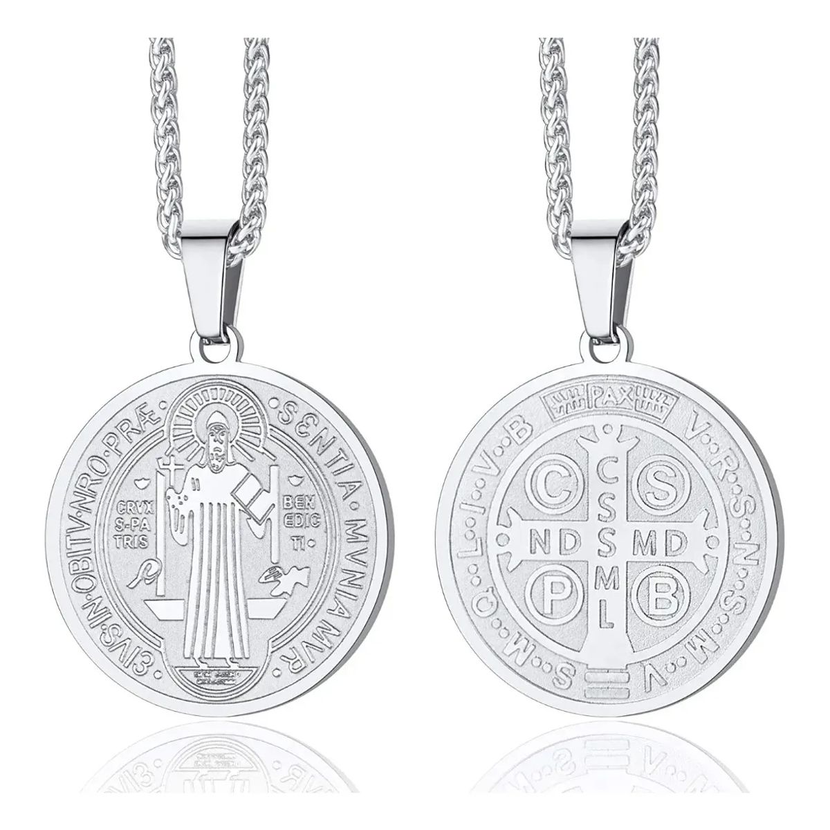 GENERICO - Collar Medalla Dije San Benito Acero Quirurguico