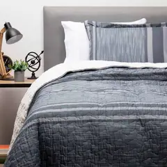 ZAHR - Cubrecama Sherpa Estampado Single - Gris