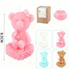 POLASUP - Set 4 lindas velas perfumadas con forma de oso en azul rosa marrón blanco son perfectas como regalo