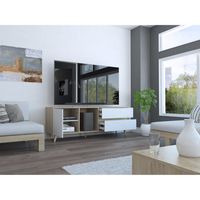 Rack Tv60 1 Puerta 2 Cajones Acacia 584x1584x456 Cm Rovere Y Blanco