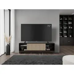 TUHOME - Rack Tv75 1 Puerta Smith 524x180x363 Cm Nogal Y Roble