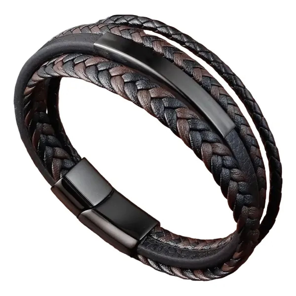 GENERICO - Pulsera De Caballero De Cuero Black And Brown M1 Style
