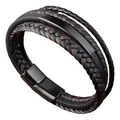 GENERICO - Pulsera De Caballero De Cuero Black And Brown M1 Style