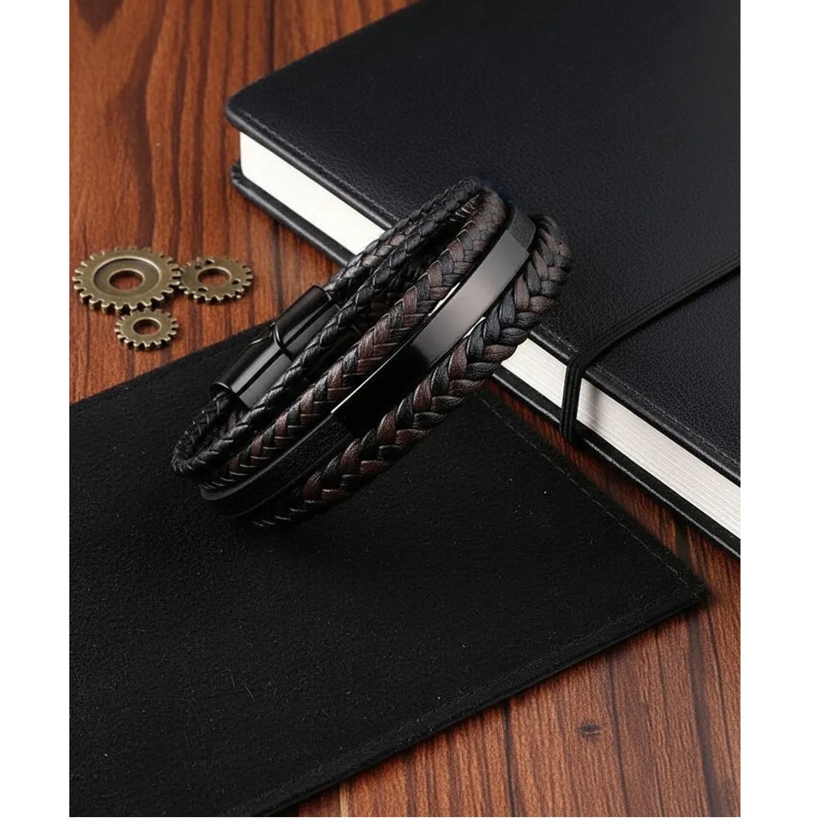 GENERICO - Pulsera De Caballero De Cuero Black And Brown M1 Style