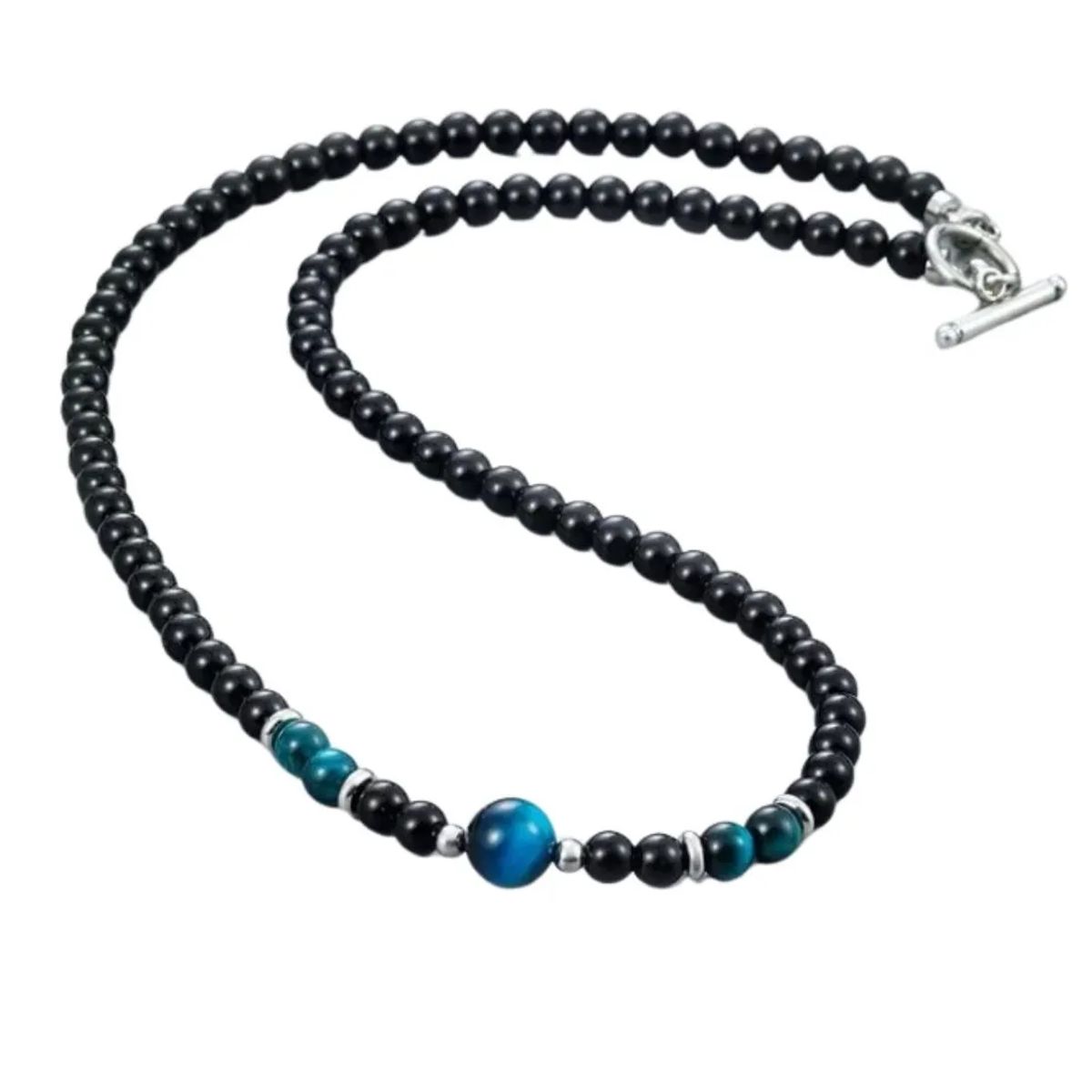 GENERICO - Collar Piedra Onix Y Ojo De Tigre Blue Hombre Moda