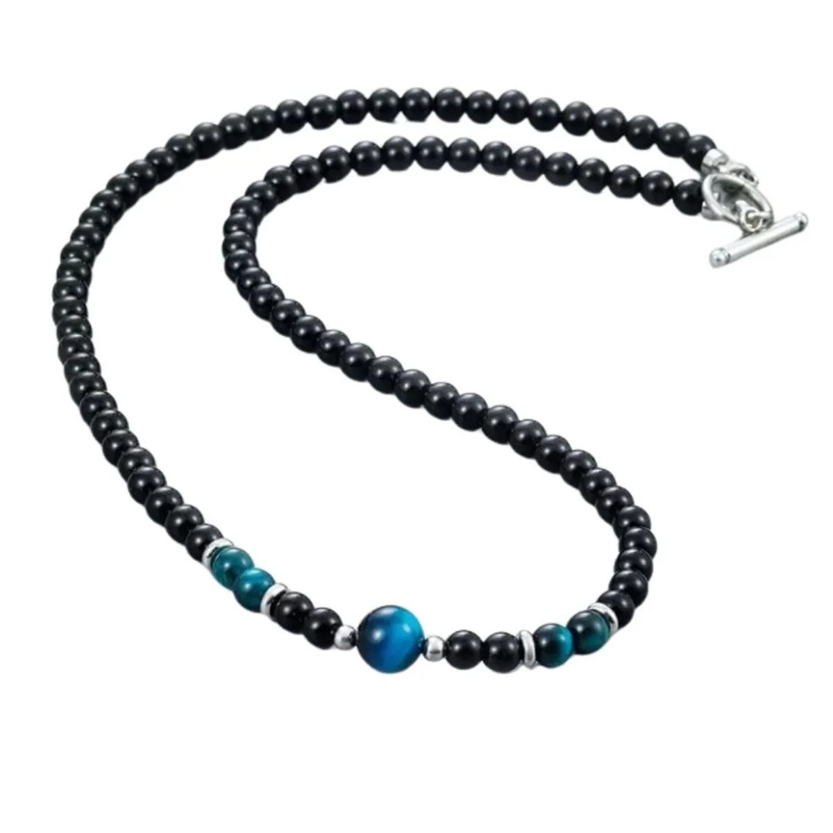 GENERICO - Collar Piedra Onix Y Ojo De Tigre Blue Hombre Moda