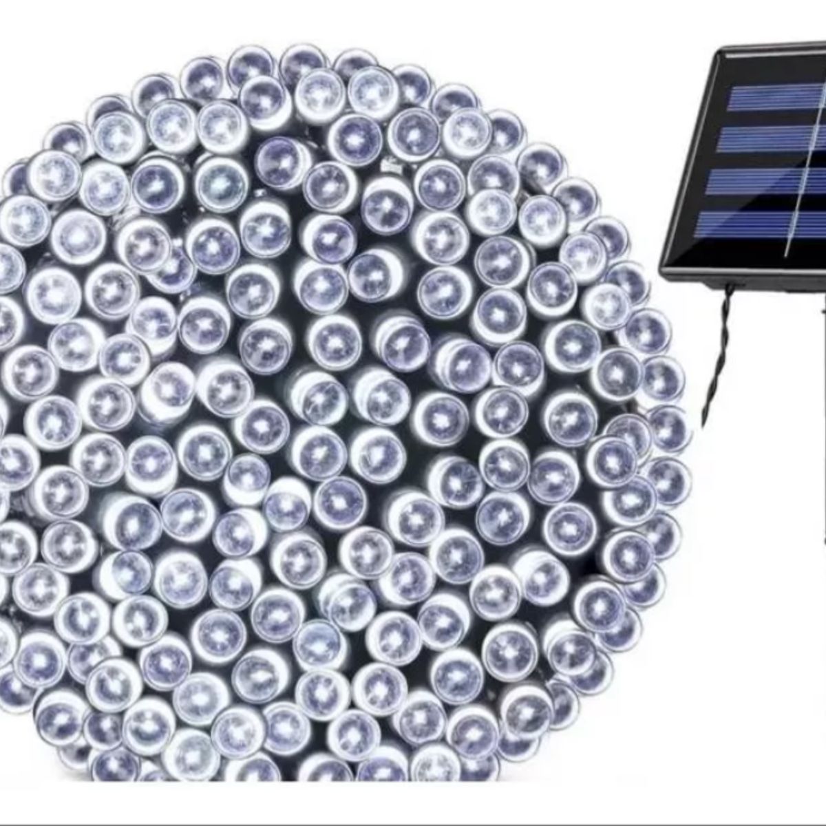 GENERICO - Luz Navidad Guirnalda Solar De 100 Led 10 Mt Cable Verde.