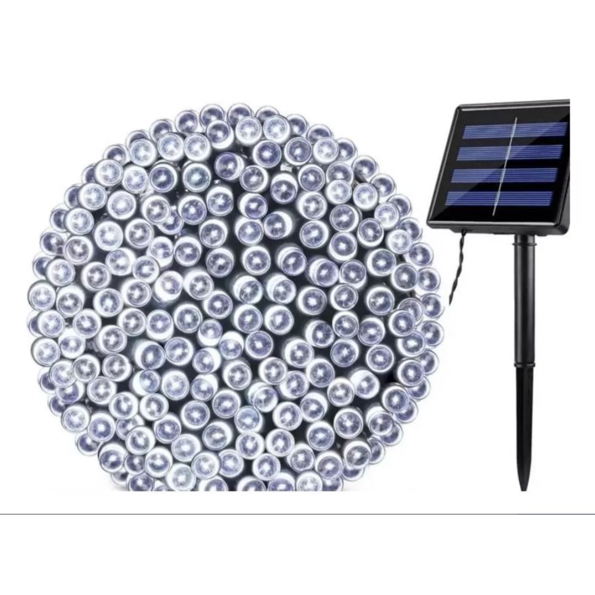 GENERICO - Luz Navidad Guirnalda Solar De 100 Led 10 Mt Cable Verde.