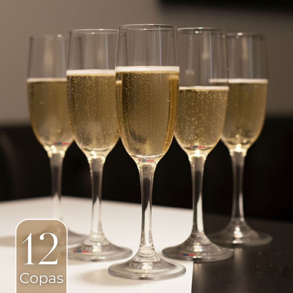 UTILISIMO - Set de 12 Copas de Champaña Espumante 180 ml