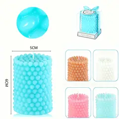 POLASUP - Set 4 velas perfumadas con superficie en relieve granulado azul rosa marrón blanco adecuadas regalo