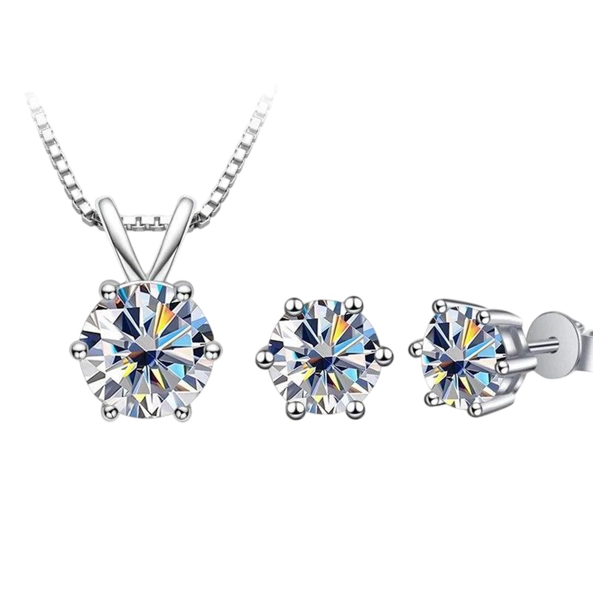 LUXURYJOYAS - Collar Y Pendientes Conjunto 1CT Diamantes Moissanita Certificados