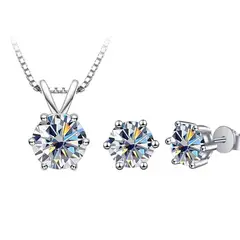 LUXURYJOYAS - Collar Y Pendientes Conjunto 1CT Diamantes Moissanita Certificados