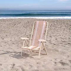 PUNTA - Sillas de playa plegable Blanca con 5 posiciones, tela lavable